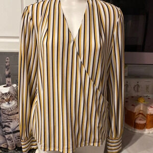 X womens Adrienna Papell long sleeve stretch stripe regular size top size XL